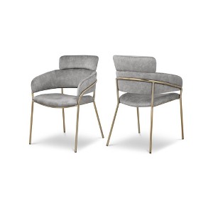 Meridian Furniture,Yara Velvet Dining Chair, Set of 2 - 1 of 4