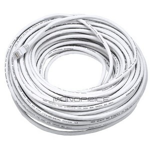 Monoprice Cat6 Ethernet Patch Cable - 100 Feet - White | Network Internet Cord - RJ45, Stranded, 550Mhz, UTP, Pure Bare Copper Wire, 24AWG - 1 of 4