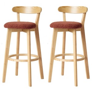 Nordlys Set of 2 Solid Wood and Bouclé Bar Stools Modern Design Style Upholstery Dining Room - 1 of 4