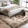 9x12 Natural Floral Boho Rug, Washable Low-Pile Carpet, Non-Slip Soft Area Rug for Living Room, Bedroom, Kitchen - 3 of 4