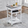 22.5"Mobile Rolling Kitchen Island Trolley Serving Cart with Underneath Drawer & Slide-Out Wire Storage Basket - 4 of 4