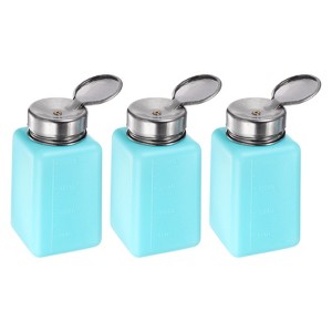 Unique Bargains Plastic Makeup Remover Nail Polish Push Down Alcohol Dispenser Bottles 3 Pcs 6.7oz Blue - 1 of 4