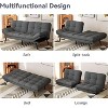 Dyonery 71" Futon Sofa Bed,Cozy Convertible Loveseat Sleeper, Linen Fabric Couch with Adjustable Back & Arms for Living Room, Guest Room - Light Gray - 2 of 4