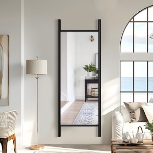 Wooakway 63"H Solid Wood Full Length Mirror Accent Wall Mirror Novelty Cheval Mirror Black/Brown/Walnut/Natural Wood - 1 of 4