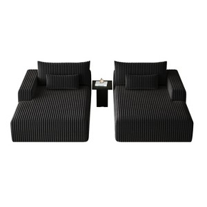 GDFStudio Candy 2 pcs Oversized Corduroy 150" W Upholstered Sofa Bed, 75" D Chaise Lounge - 1 of 4