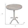 HomeRoots 22" White Solid Wood and Metal Height Adjustable Round Pedestal End Table - 3 of 4