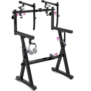 Liquid Stands Dual Piano Keyboard Stand w/ 2nd Tier - Z Style Adjustable & Portable 2 Tier Heavy Duty Stand for Digital Keyboards for 54-88 Key Pianos - 1 of 4