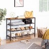 MaseiKar 4-Tier Shoe Rack for Entryway, Industrial Shoe Storage Organizer with 3 Metal Mesh Shelves, Ideal for Hallway, Closet, Bedroom, Brown - 4 of 4