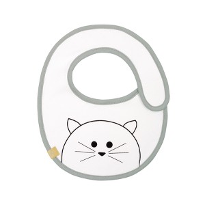 Lassig Little Chums Waterproof Small Cat Bib - Gray/White, White/Gray