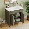 CIPACHO 31" White Vintage Bathroom Vanity with Faux Aged Finish Curved Profile Rubber Wood Legs - 3 of 4