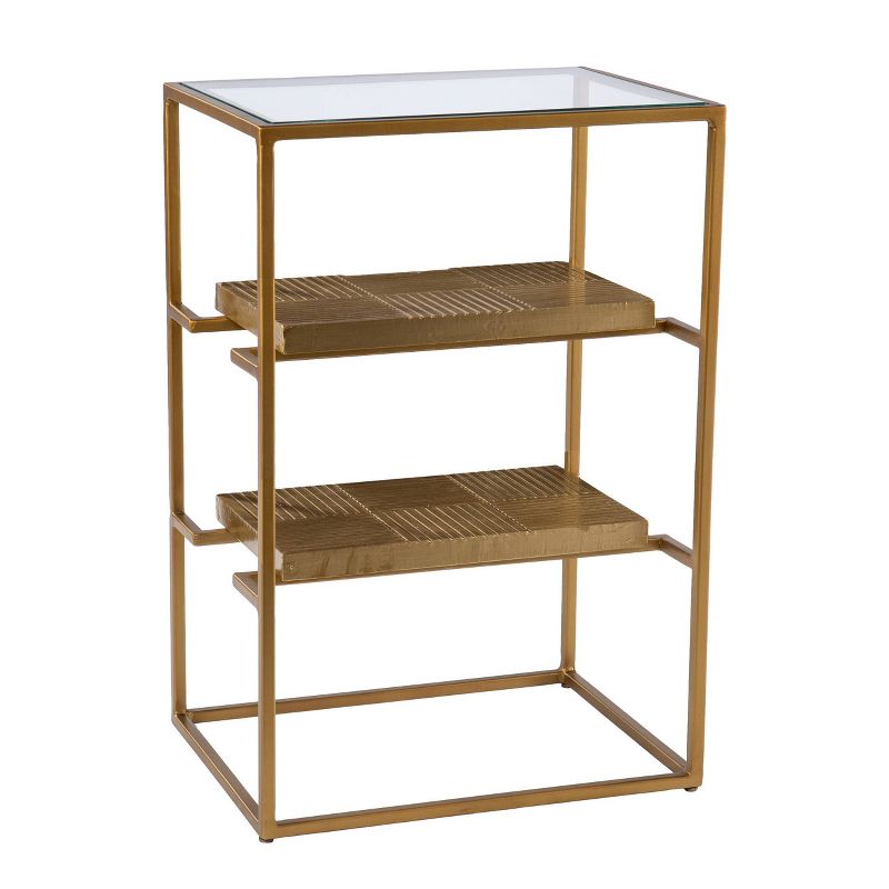 Woobal Glass Top End Table with Storage Brass - Aiden Lane, 5 of 9