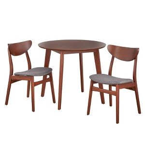 3pc Vance Dining Set Walnut/Black- Buylateral: Mid-Century Inspired, Beech Wood Legs, Foam-Cushioned Chairs - 1 of 4