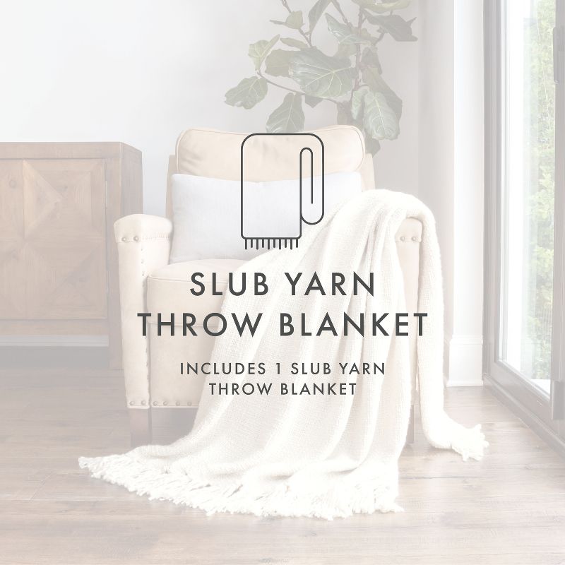Slub-Yarn Throw Blanket With Fringe Trim 50" x 60" - Becky Cameron, 6 of 10
