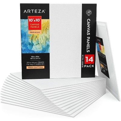 Arteza Canvas Panels, Premium, White, 10"x10", Blank Canvas Boards for Painting - 14 Pack (ARTZ-9527)