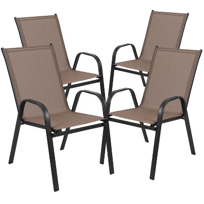 Flash Furniture 4 Pack Brazos Series Brown Outdoor Stack Chair