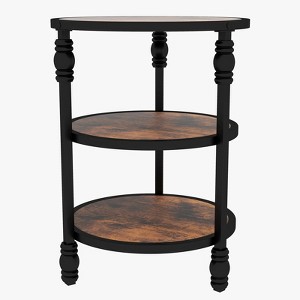 3-Tier Round Side Table，Small Corner Table with Storage Shelves,for Bedroom, - 1 of 4