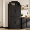 Arched Bookshelf with Doors ，Wooden Display Cabinet Rounded Bookcases for Living Room, Kitchen, Office - 2 of 4