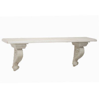 39.5" x 13" Large Floating Wall Shelf with Decorative Scrollwork Beige/White - Olivia & May