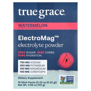 True Grace ElectroMag™, Electrolyte Powder, Watermelon, 16 Stick Packs, 0.22 oz (6.32 g) Each - 1 of 4