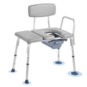 VEVOR Bedside Commode Chair, 500 lbs Weight Capacity, 4-in-1 Portable Toilet and Raised Toilet Seat,Detachable 5L Bucket,Height Adult Potty Chair,Gray - 1 of 4