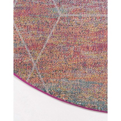 Colorful Multi Synthetic Round Trellis Area Rug