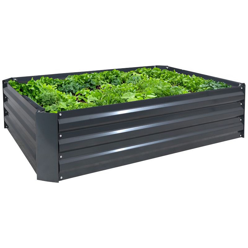 Sunnydaze Raised Corrugated Galvanized Steel Rectangle Garden Bed for Plants, Vegetables, and Flowers - 47" W x 11.75" H, 5 of 10