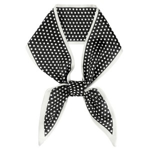 INSPIRE CHIC Women's Polka Dots Contrast Color Skinny Long Satin Silky Ribbon Neck Scarves 1Pc - 1 of 4