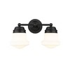Vaughn 2-Light Matte Black Vanity Light with Opal Glass Shades - Dimmable, Damp Rated - 4 of 4