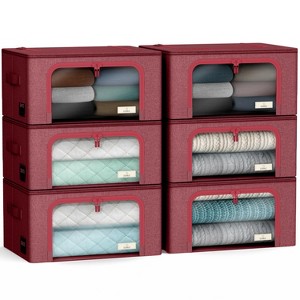 Sorbus 6 Pack Small Foldable Storage Box - Metal Frame, Oxford Fabric, Large Window & Handles - Organization for Bedroom, Linens & Clothes - 1 of 4