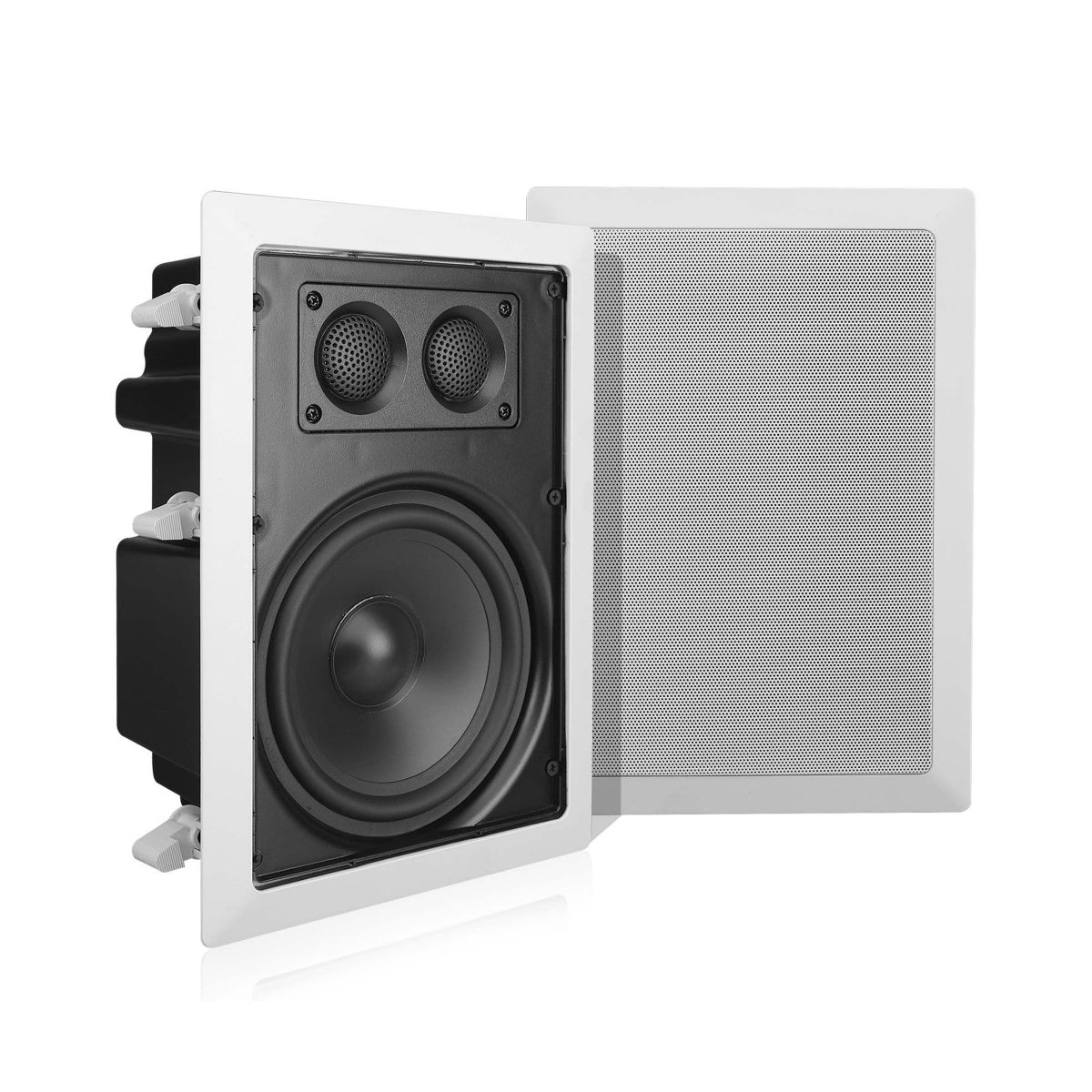Pyle In-Wall Dual 6.5'' Speakers for Home Theater with Enclosed Design, White Finish, Easy Installation