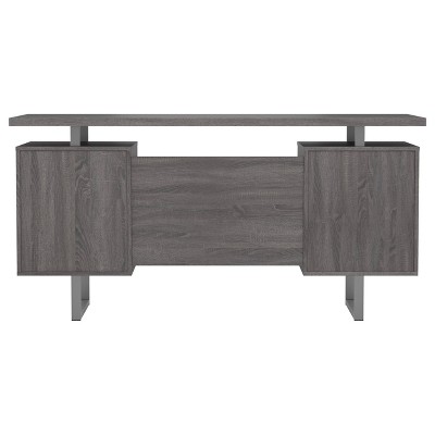 Weathered Gray Wood Executive Desk with Drawers and Filing Cabinet