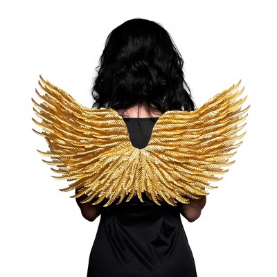 Underwraps Costumes Gold Foil Feather Double Sided Wings Adult Costume Accessory