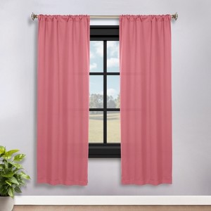 Classic Modern Solid Room Darkening Semi-Blackout Curtains, Rod Pocket, Set of 2 by Blue Nile Mills - 1 of 4