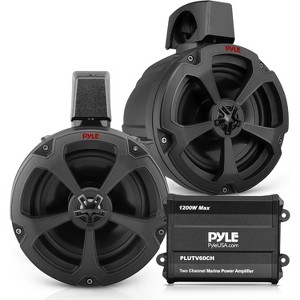 Pyle 6.5’’ Marine/Off-Road Speakers & 2-Channel Amplifier - 1200W Waterproof Audio System for ATV, UTV, Jeep, Boat & Watercraft - 1 of 4
