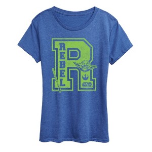 Women's - Star Wars - Yoda and friends Collegiate Rebel Short Sleeve Graphic T-Shirt - 1 of 4