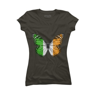 Junior's Design By Humans Butterfly Flag Of Ireland By GiftsIdeas T-Shirt
