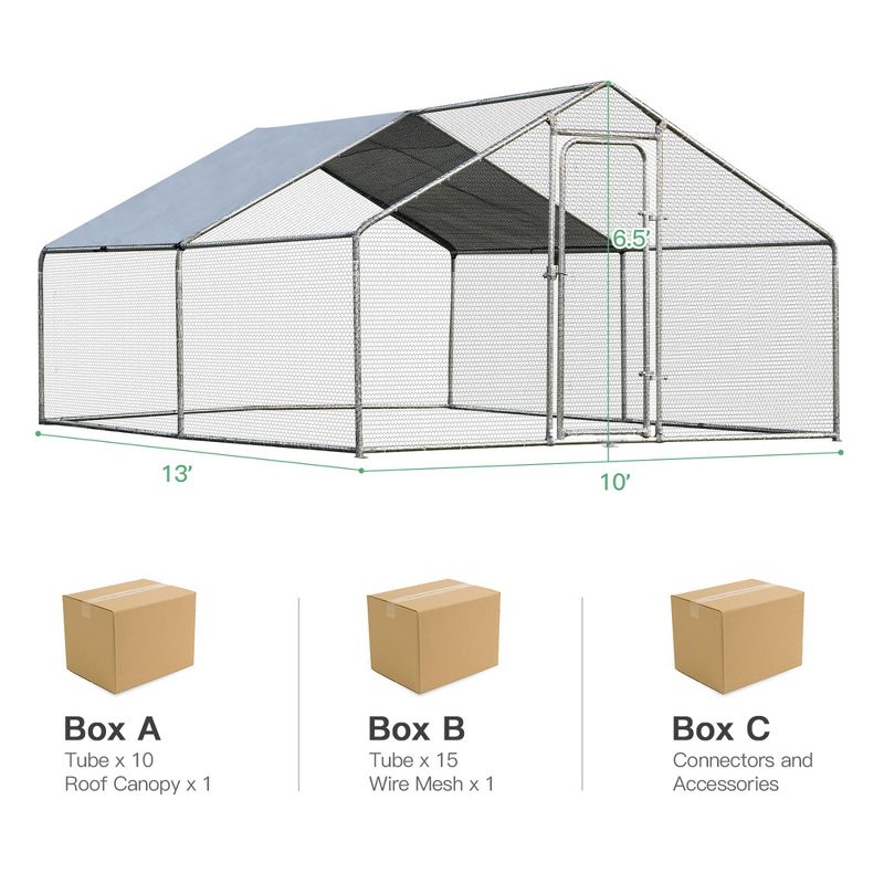 Costway Large Walk In Chicken Coop Run House Shade Cage 10'x13' with Roof Cover Backyard, 2 of 10