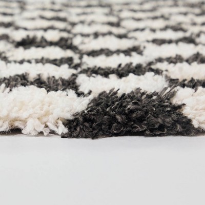 Charcoal and Off-White Rectangular Shag Rug 8' x 10'