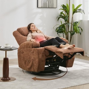 Heated Electric Recliner Chair for Adults,360 Swivel Rocker Recliner with Massage & Heat, Glider Rocking Chair for Living Room, Nursery,Plush Comfort - 1 of 4