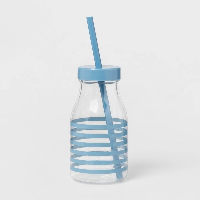 Image of 14oz Plastic Kids' Milk Bottle Blue - Pillowfort™