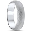 Pompeii3 Mens Hammered White Gold Wedding Band Milgrain Ring 6mm - 2 of 4