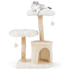Costway 32 inch Cute Wood Cat Tree w/ Scratching Posts Pet Condo Furniture Activity Center - 1 of 4