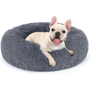 rabbitgoo Calming Dog Bed for Small Medium, 27 inches Round Fluffy Plush Faux Fur, Soft Donut Cuddler Cushion for Small Dogs, Dark Grey - 1 of 1