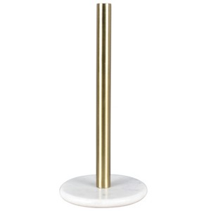 happimess Avery Modern Classic Metal with Non Slip Weighted Marble Base Paper Towel Holder - 1 of 4