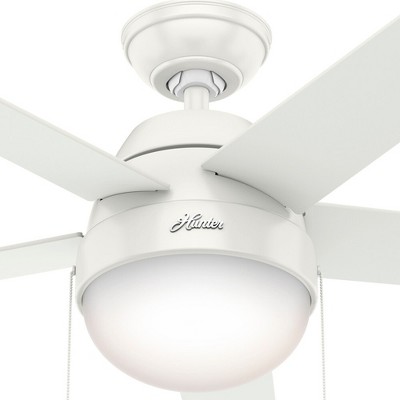 46" Fresh White and Natural Wood Ceiling Fan with LED Light