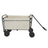 360° Rotating Rear Wheel Heavy-Duty Folding Wagon – Multi-Use Garden Cart with All-Terrain Wheels for Camping, Beach, Picnic & Outdoor, Beige - 3 of 4