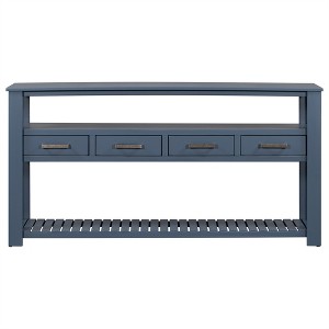 COWLOWN Entryway Console Table with 4 Drawers & 3 Open Shelves, Modern Hallway Table with Metal Handles - 1 of 4