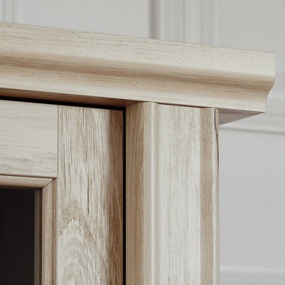 Chalk Oak Office Hutch with Glass Doors and Adjustable Shelves