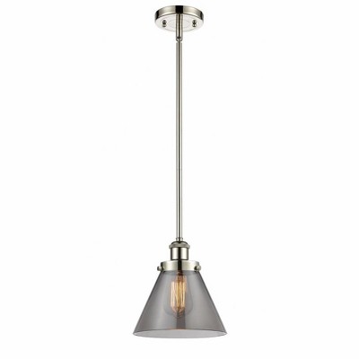 Cone - 1 Light Stem Hung Mini Pendant In Industrial Style-10 Inches Tall and 8 Inches Wide