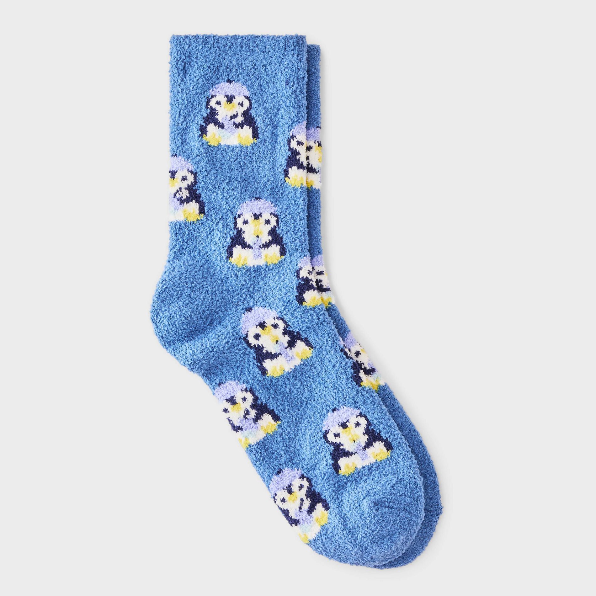 Women's Penguins Hanukkah Cozy Crew Socks - Wondershop™ Blue 4-10
